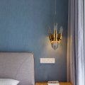 Внутренняя спальня прикроватная стеклянная золотая светодиодная подвесная лампа