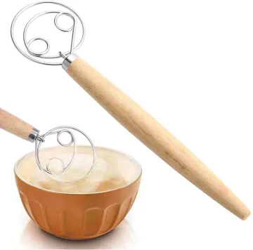 2-Pack Premium Stainless Steel Dutch Whisk and Dough Scraper Set: Ideal Tool for Danish Dough, Bread Mixing, and Whisking