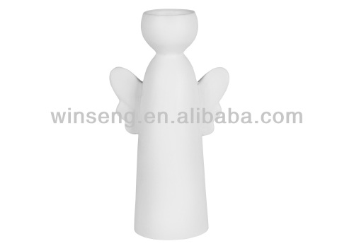 White Ceramic Candle Holder with Wings (small ver)