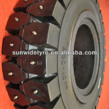 snow forklift solid tyre with nail 650-10