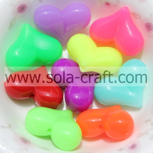 10*12*13MM Sparking Opaque Plastic Crystal Heart Charm Beads Pattern