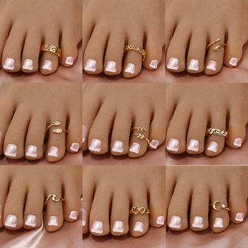Brave Light Border Summer Beach Jewelry Copper Plated 18k Gold Toe Rings for Women