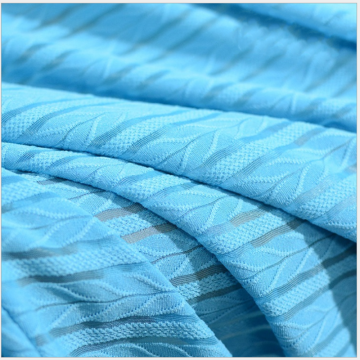 Lake Blue Mesh Striped Knitted Jacquard Fabrics