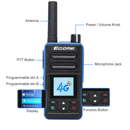 4G LTE POC SIM Hom Handheld Ecome ET-A43 RadiOS Teléfono móvil Walkie Talkie For Pubilc Safety