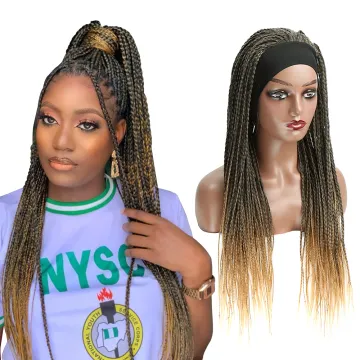 1B Black Wholesale Braiding Fiber Box Hair Extensions Bundles Braided  For Black Women Headband Wig Braid Synthetic Hair Wigs