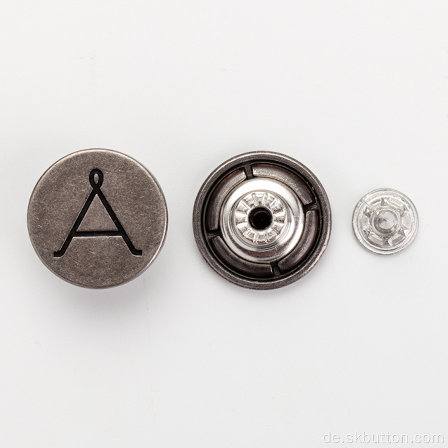 Gravierte Logo Legierung Vintage Jeans Buttons