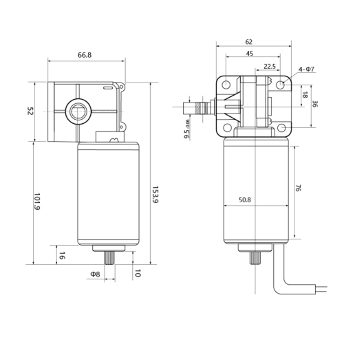 Maintex 24V Brushed Worm Gear Motor