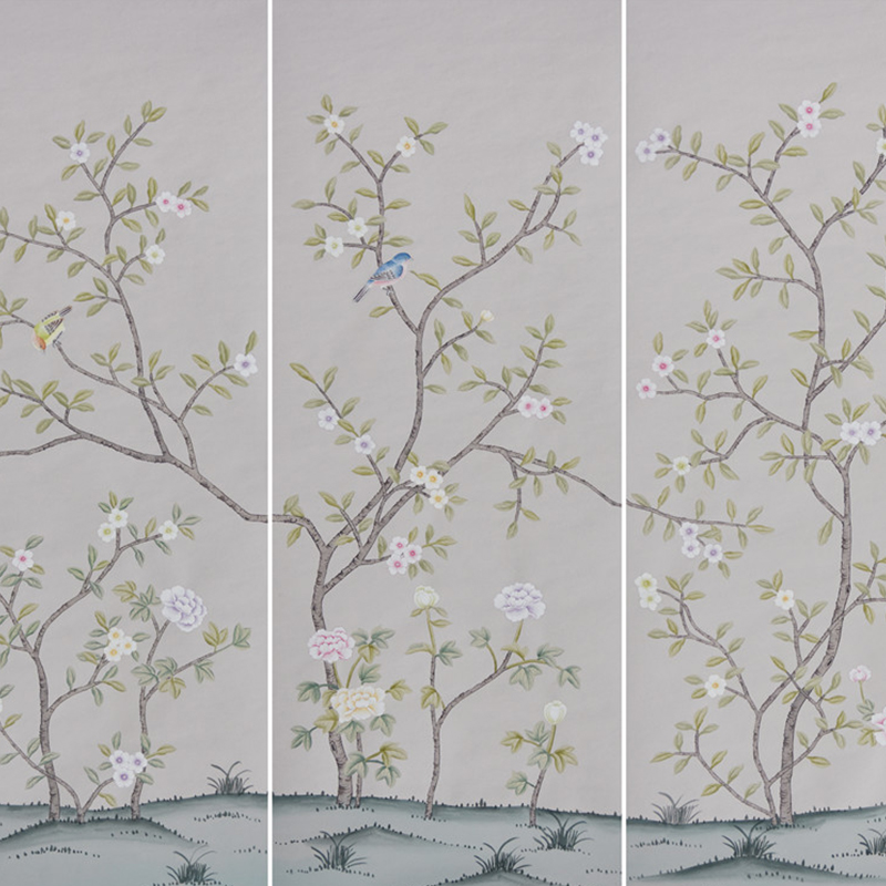 avender hand-painted wallpaper Flower and bird