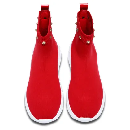 KBY Fly woven shoes Boots shoes Casual shoes Rivet Red