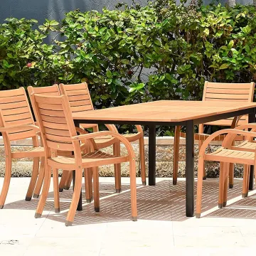9-Piece Vintage Teak Classic Outdoor Garden Patio Dining Table Set