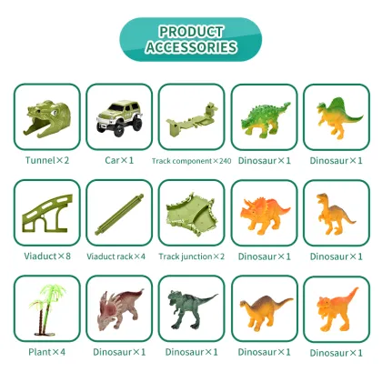 240Pcs Railway Race Game Dinosaur Race Car Track