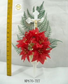18"Artifical Poinsettia Jesus Cross