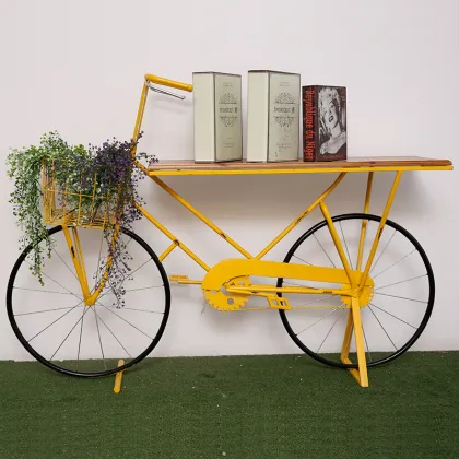 Industrial Bike Table Decor: Large Creative Retro Floor Flower Stand