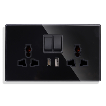 Bingoelec Double 13A Universal Socket with USB A+C Ports - 3.1A 5V 20W Fast Charging Full Screen Sockets