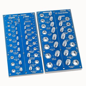 Pengukur pengukuran sekrup 2-in-1 dengan checker ulir mur dan baut, biru, pengukur sekrup 38 lubang