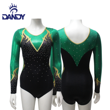Girls black and green Gymnastics Leotards