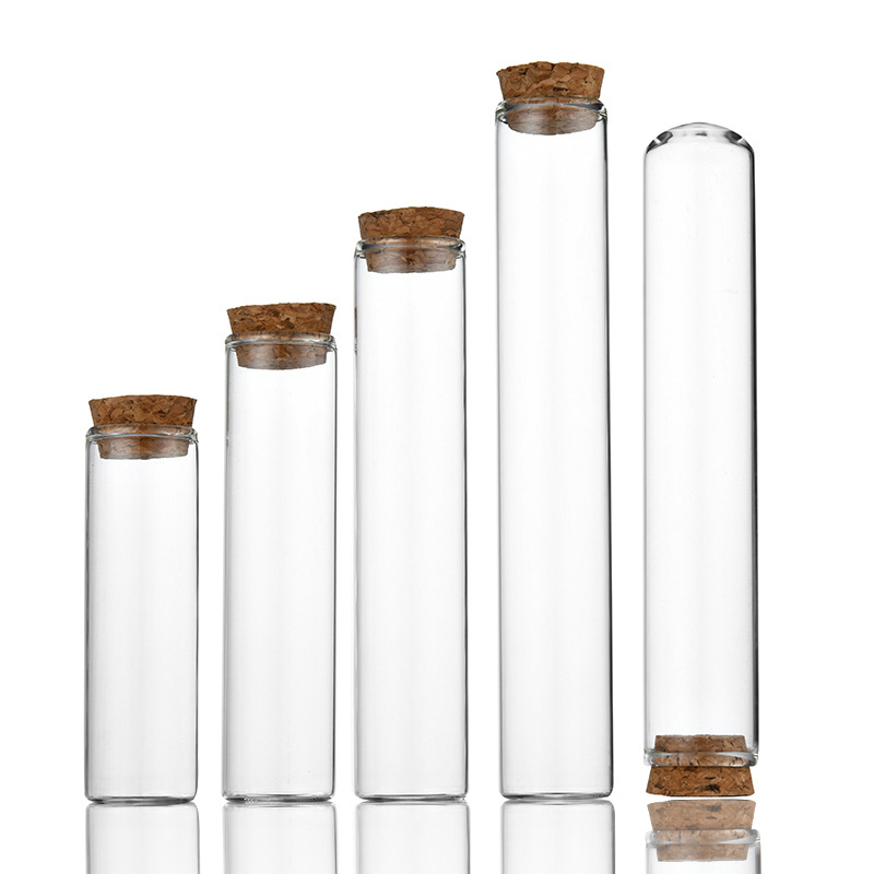 Clear Candy Storage Tubes Glass Vial With Cork