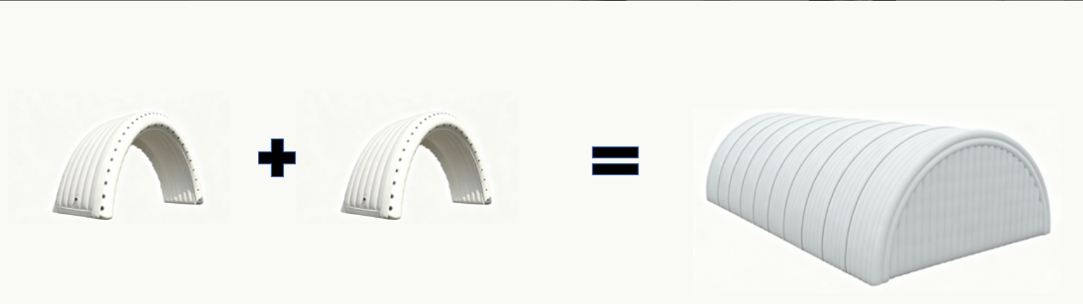 Modular assembly schematic — structural units spliced side by side