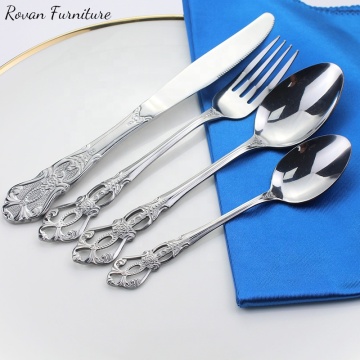 Hot Sale Luxury European Silver Stainless Steel Tableware Set for Weddings