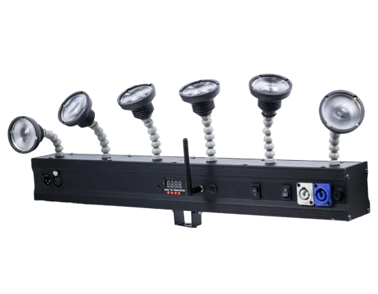 Bullet Pin Spot Warm White LED 6x10W Rechargeable Zoomable Light