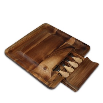 Hot Sale 100% Natural Wood Cheese Cutting Board with Cutlery Set