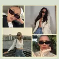 نظارة شمسية مستطيلة للجنسين من التسعينيات مع حماية من الأشعة فوق البنفسجية