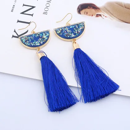 Wholesale boho long green tassel earrings
