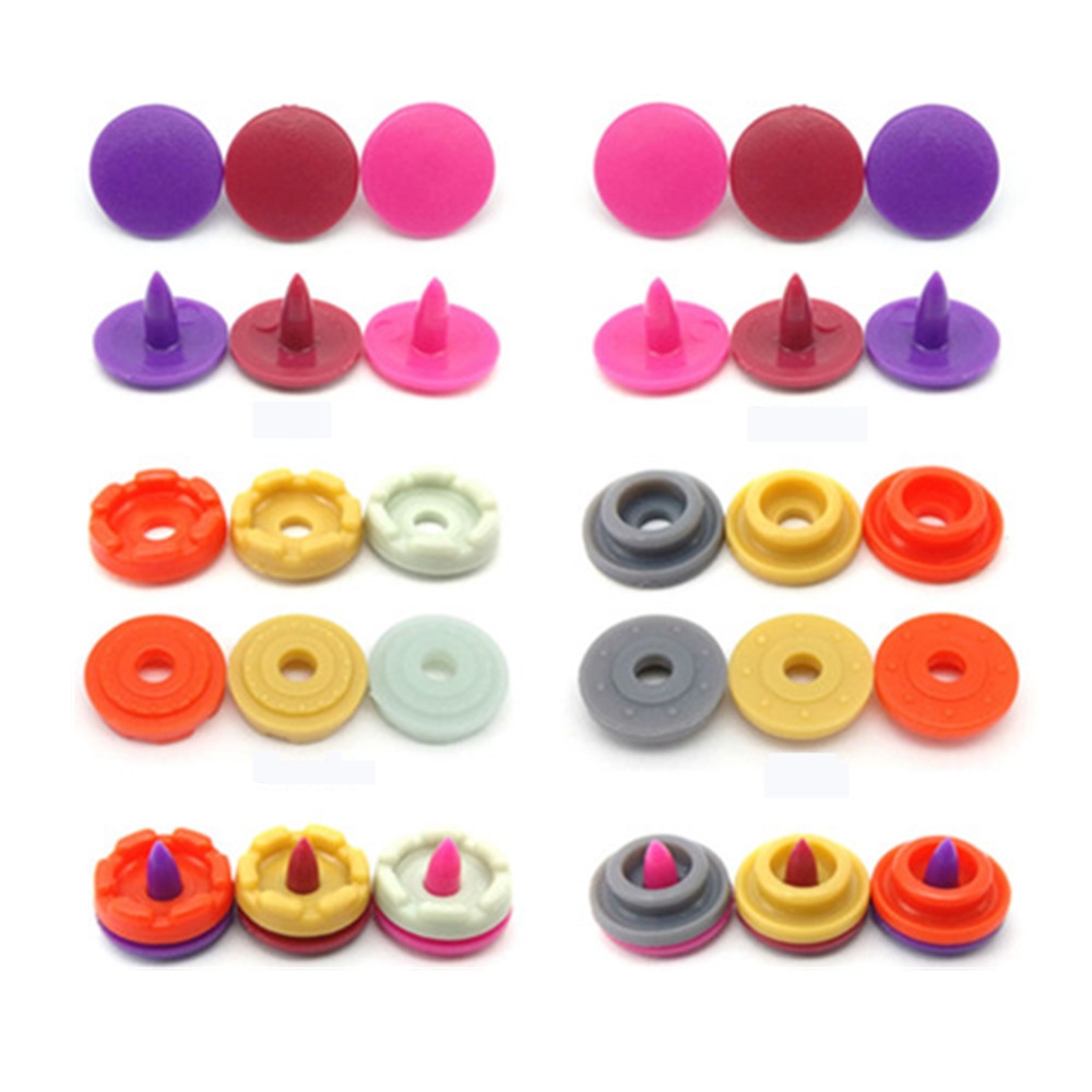 Botones de presión de plástico de colores para ropa de bebé
