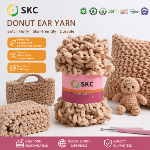 OEM ODM Çevre Dostu Uster Test Edilmiş Pamuk Akrilik Donut Kulak Ipliği Yumuşak Kabarık El Yapımı DIY Battaniye El Örgü Nakış