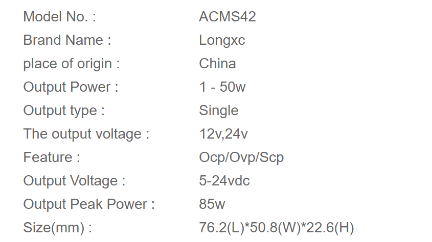 ACMS42 42W Output Power Supplies1