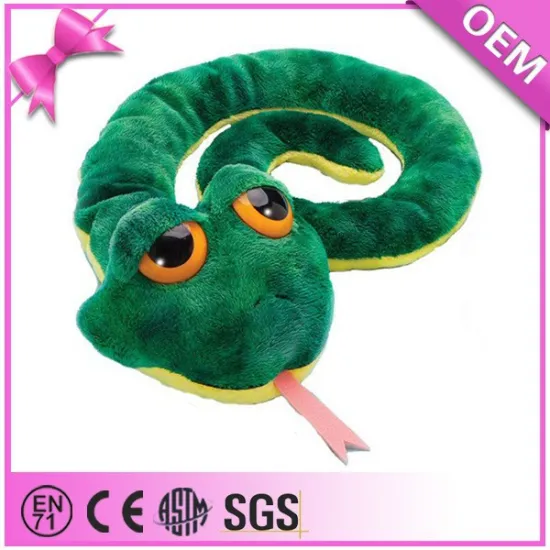 Wholesale cheap cute big eyes green stuffed animal snake, custom snake soft toy