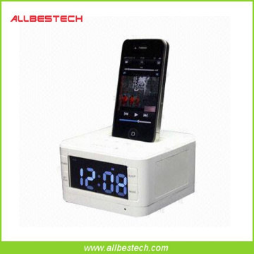 Portable Docking Speaker for iPhone/iPod with Alarm Clock and FM Radio