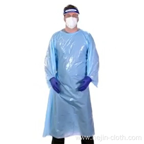Nonwoven disposable isolation gown with pe film