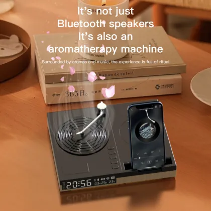 Retro Classic Phonograph Player: Multi-Function Bluetooth Speaker with Digital Display, Wireless Charging