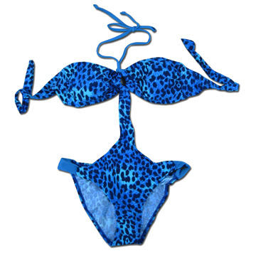 Women's Swimsuit, Printing Fabric Tie Neck, Made of 80% Nylon and 20% Spandex