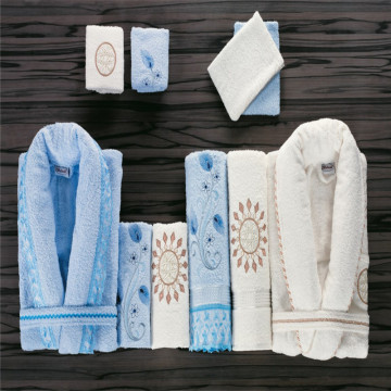 Hot Sale Printing Comfortable 100% Cotton Terry Bathrobe Set