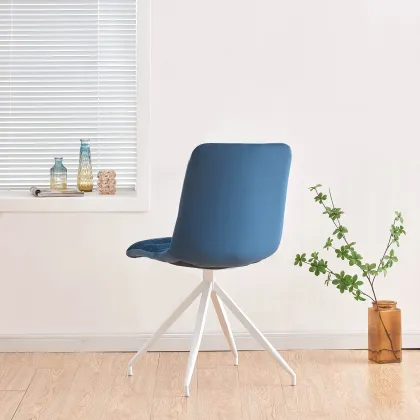 Luxury Blue Velvet Office Chair - Tufted Back