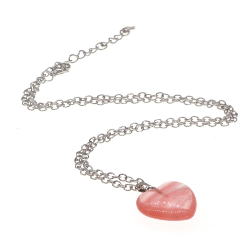 Cherry Quartz Coeur Perles Pendentif Femmes Collier