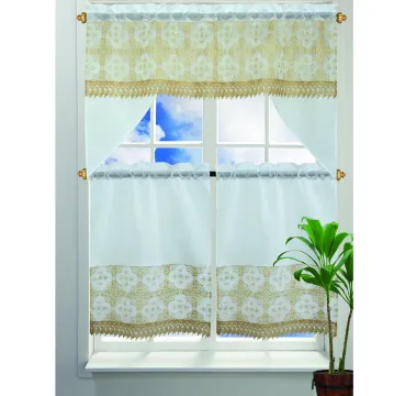 3 Piece Embroidery Kitchen Window Curtain Set for Living Room and Bedroom