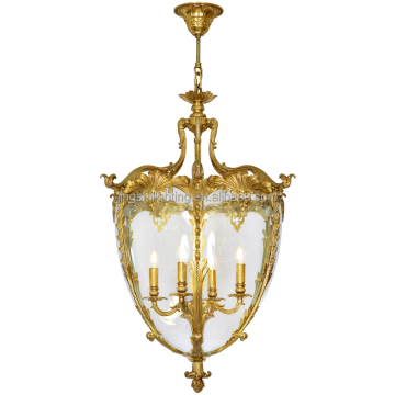 Victorian French Bronze Chandelier Antique Brass Lantern Pendant Light