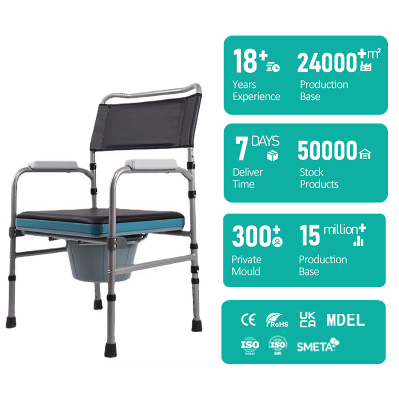 Designed for Have Difficulty in Moving Elder 350lbs Bearing Anti-slip Superior Quality Aluminium Alloy Simple Commode Chair1