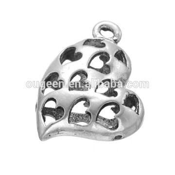 Antique silver finish heart shape metal bead designs