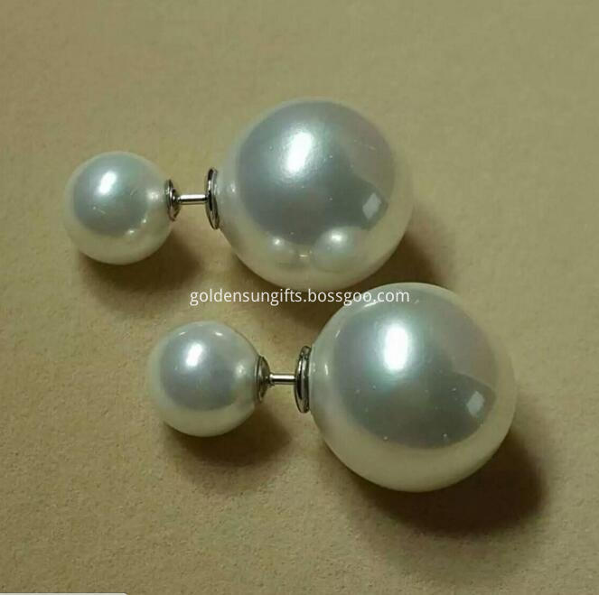 White Shell Pearl Bead Ear Stud Jewelry