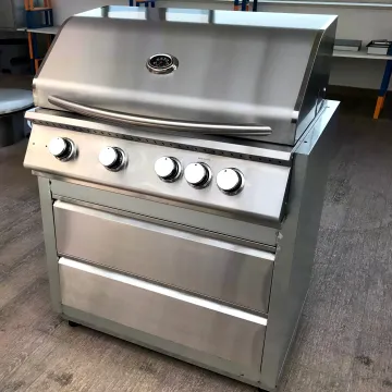 Custom Outdoor Gas Bbq Grill With 4 Burners Electronic Ignition Side Burner Built In Bbq Gas Grills