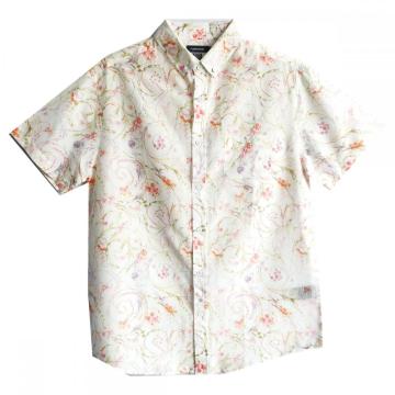 Hombres Camisa de estampado digital de flores de algodón de seda casual