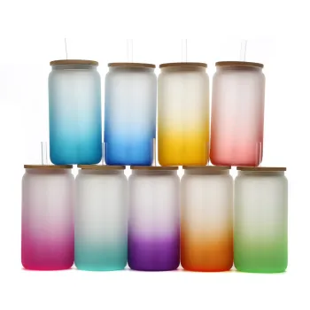 Customizable Beer or Beverage Glass Can with Bamboo Lid and Straw: Perfect for Coffee Parties and Cold Drinks