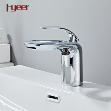 Fyeer New Solid Brass Bathroom Basin Faucet with Hollow Spout