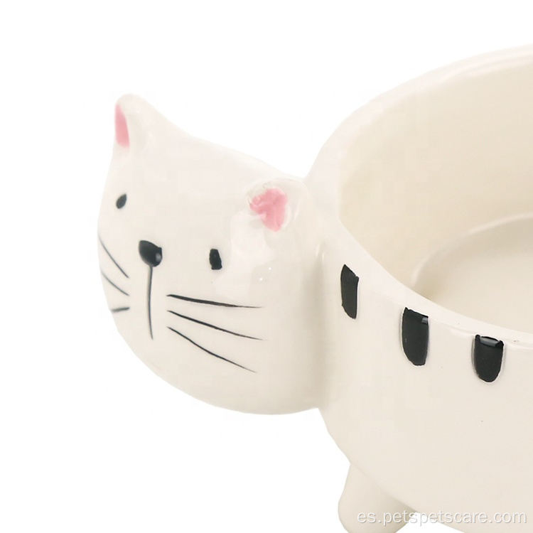 Tazón de alimentación de perros de cerámica en forma de gato en forma de gato