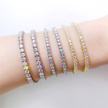 925 Sterling Silver Moissanite Tennis Chain and Cluster Bracelet with Round Cut Stones - VVS Quality