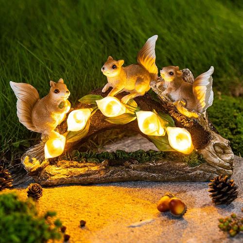  Garden Stakes Decor Garden Squirrel Statues Solar Light Factory